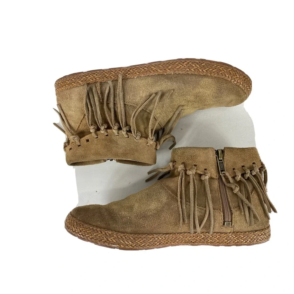 UGG Australia Ankle Boots Size 6 Booties Shenendoah Beige Fringes